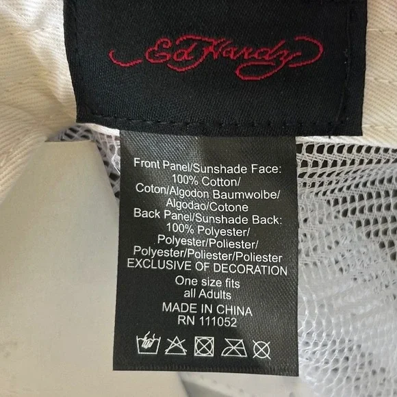 Ed Hardy Pink Rhinestone Skull Roses Trucker Hat Mesh Snapback Y2K Tattoo Art - Picture 6 of 6